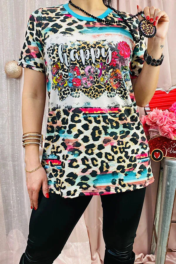 HAPPY EASTER Leopard graphic tee