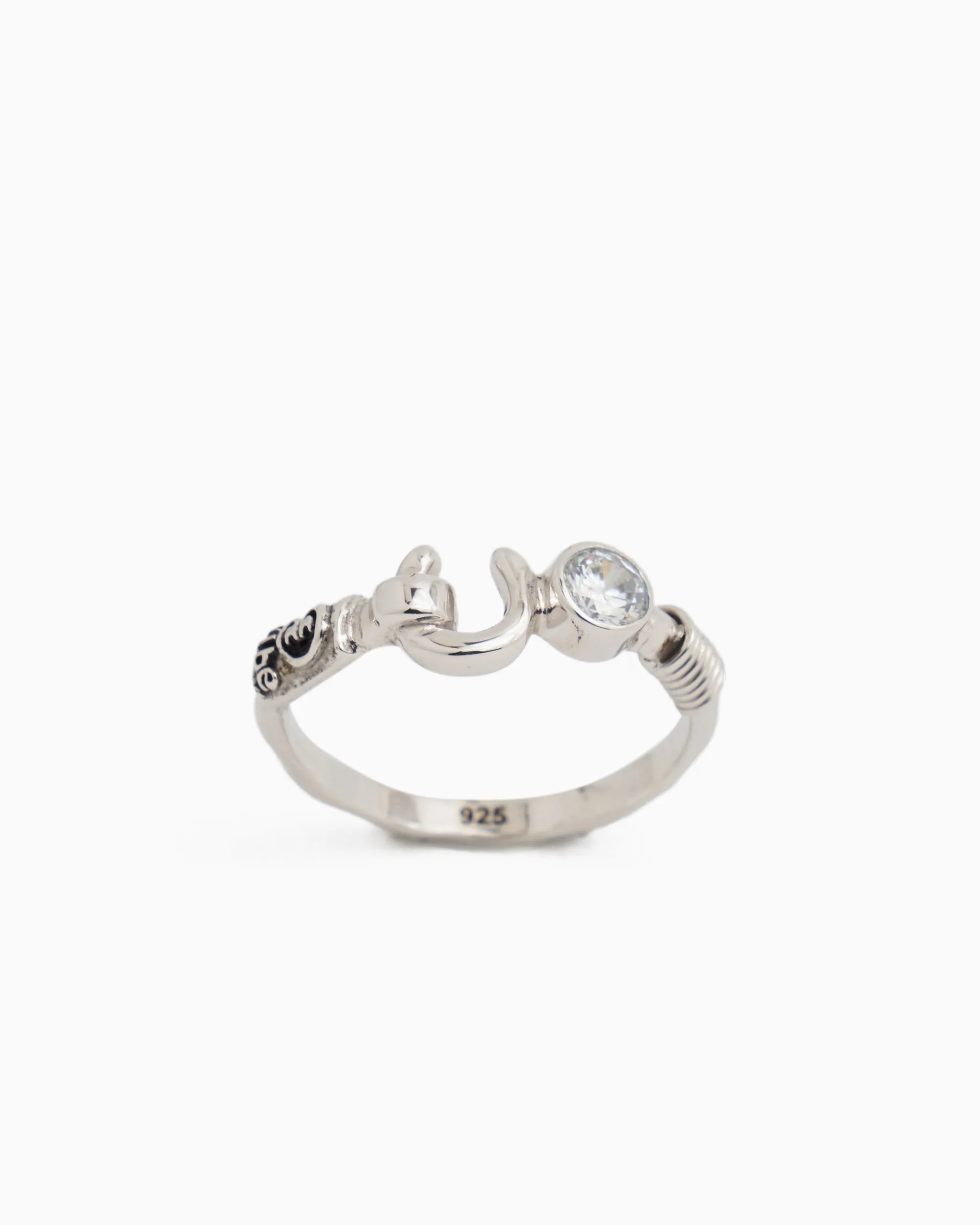 Hook Ring with Stone - White Zircon