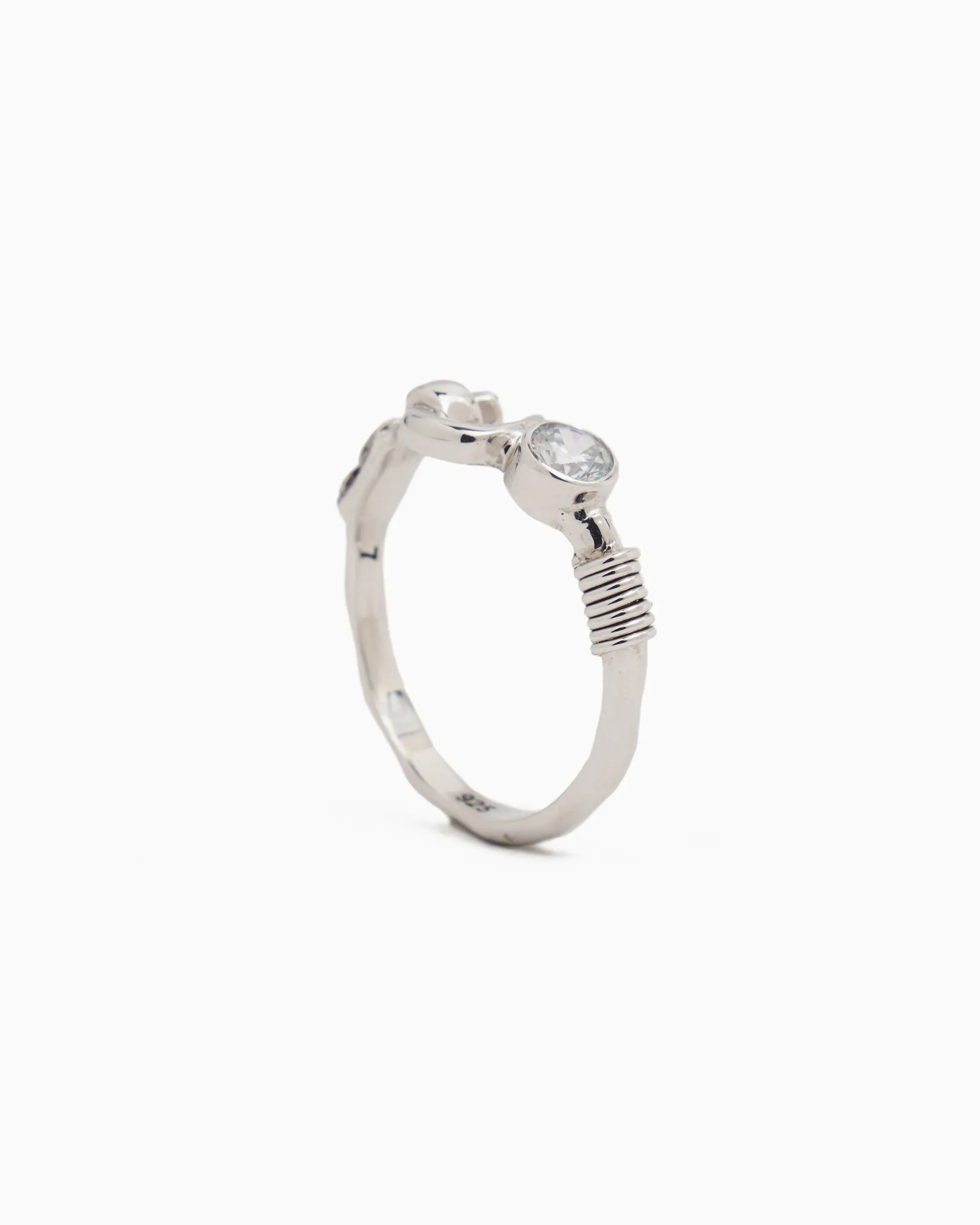 Hook Ring with Stone - White Zircon