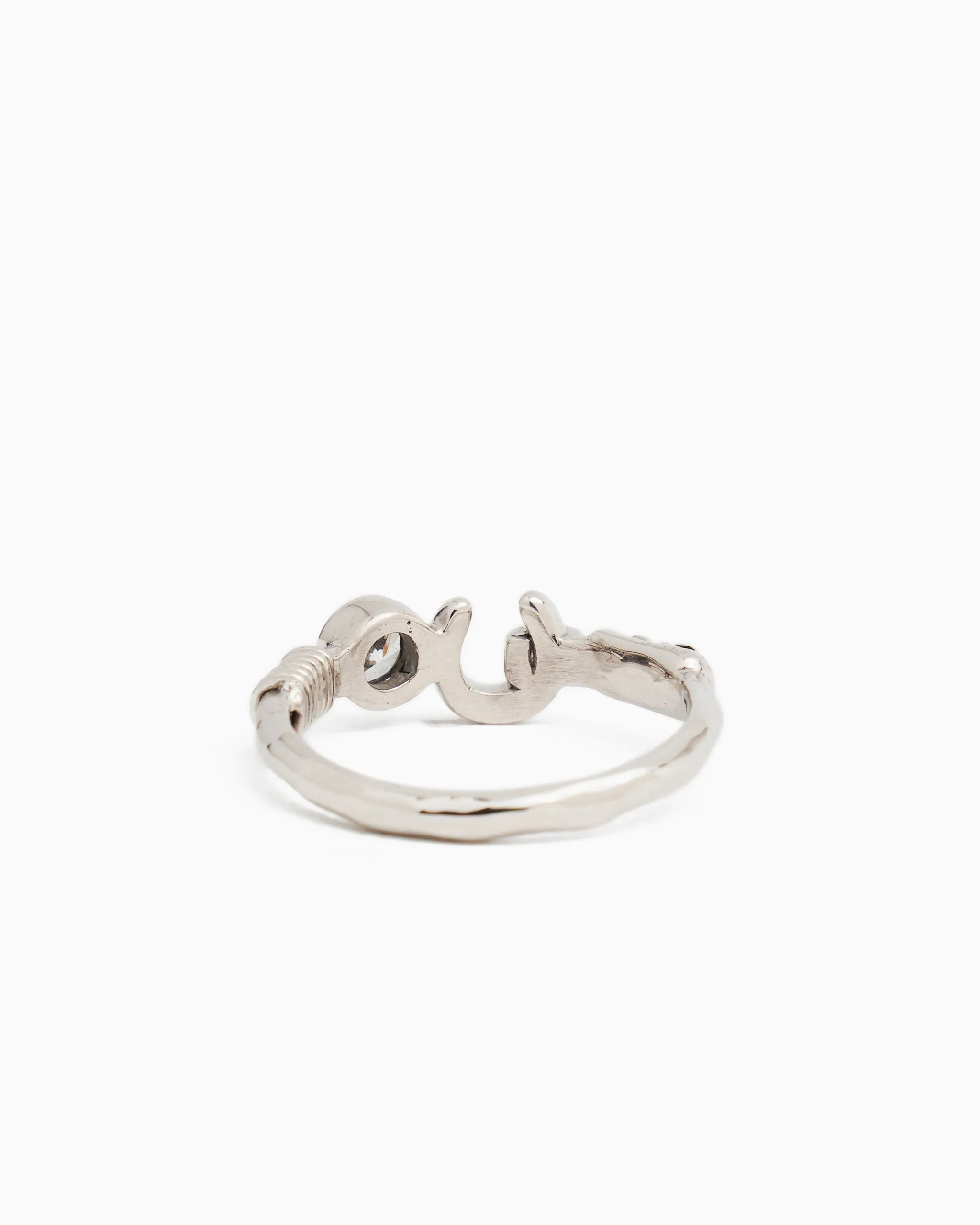 Hook Ring with Stone - White Zircon