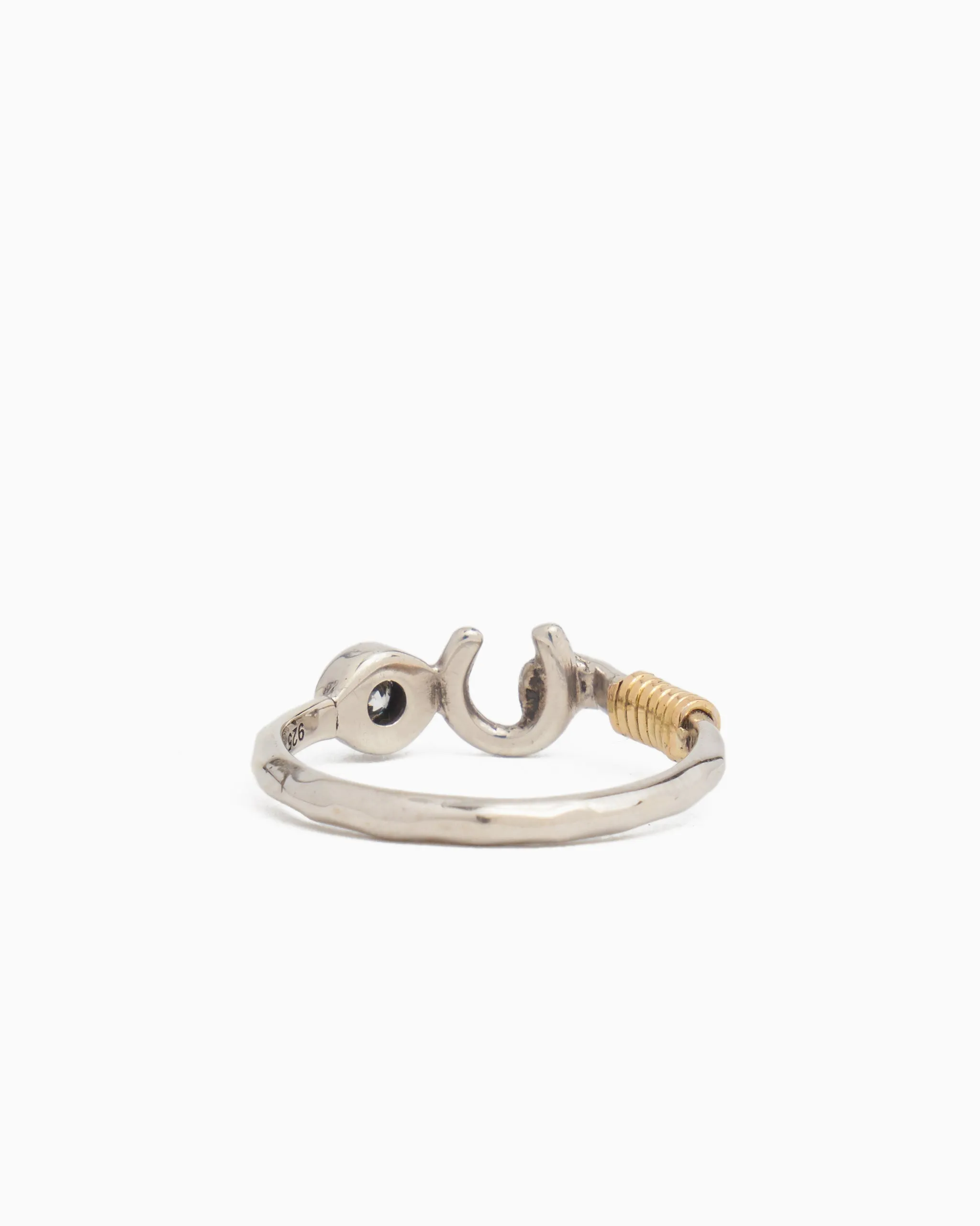 Hook Ring with Stone - White Zircon