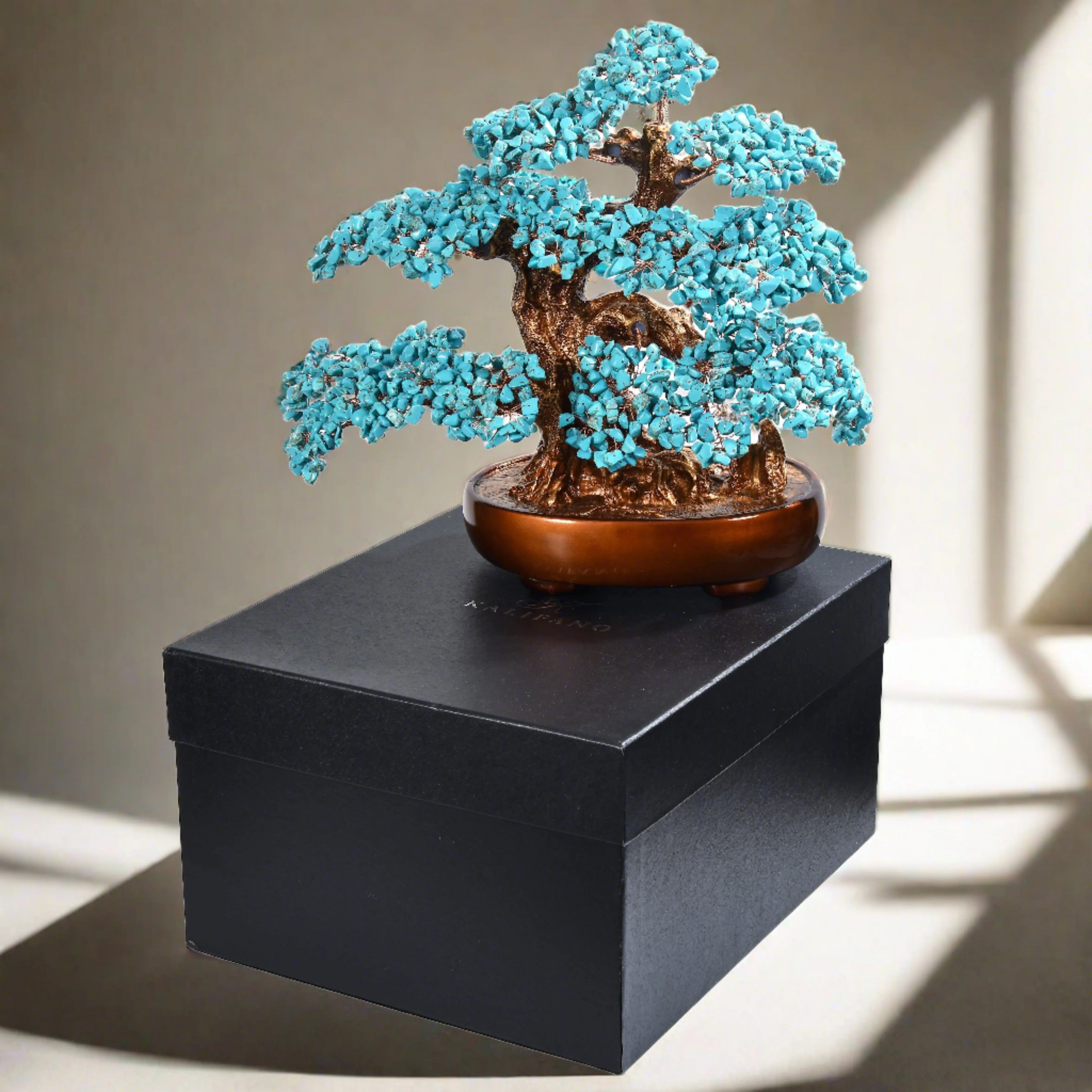 Howlite Turquoise Bonsai Tree of Life with 1,251 Natural Gemstones