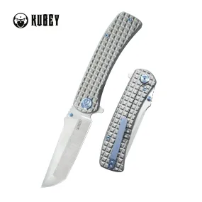 Interflow Tactical Folding Knife Flipper Folder Grey Titanium Handle 3.50 Belt Satin Bohler M390 Blade KB294A