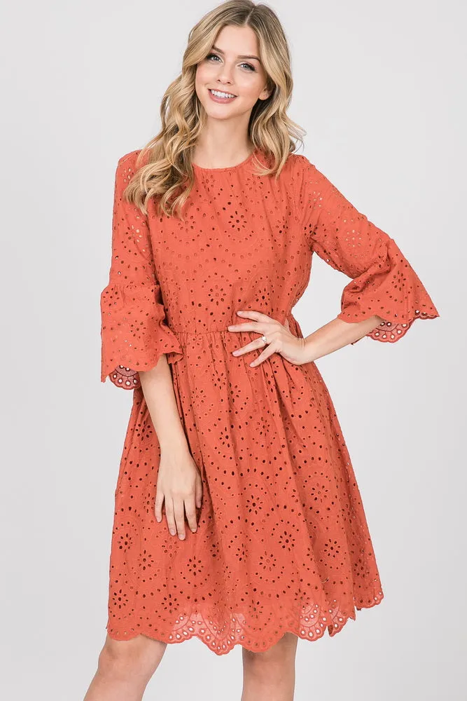 Jubilee Crochet Dress In Rust