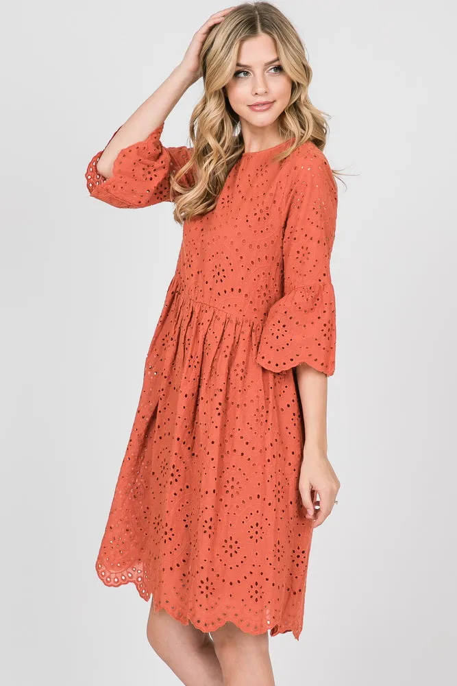 Jubilee Crochet Dress In Rust