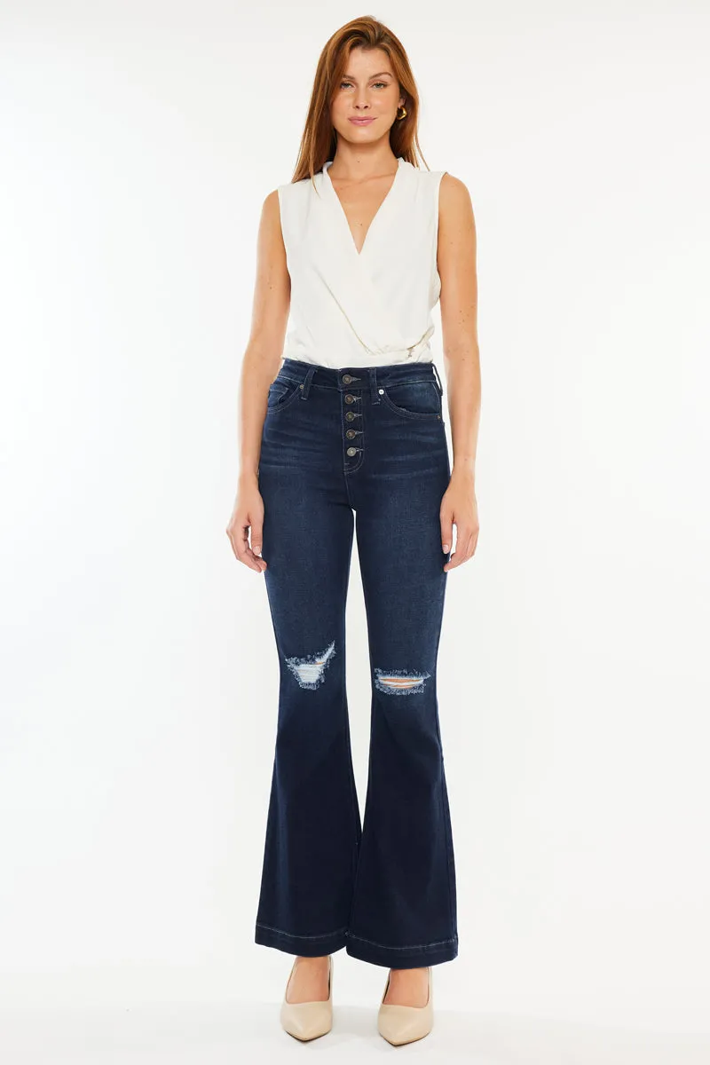 Kancan Ultra High Rise Flare Jeans (Petite)