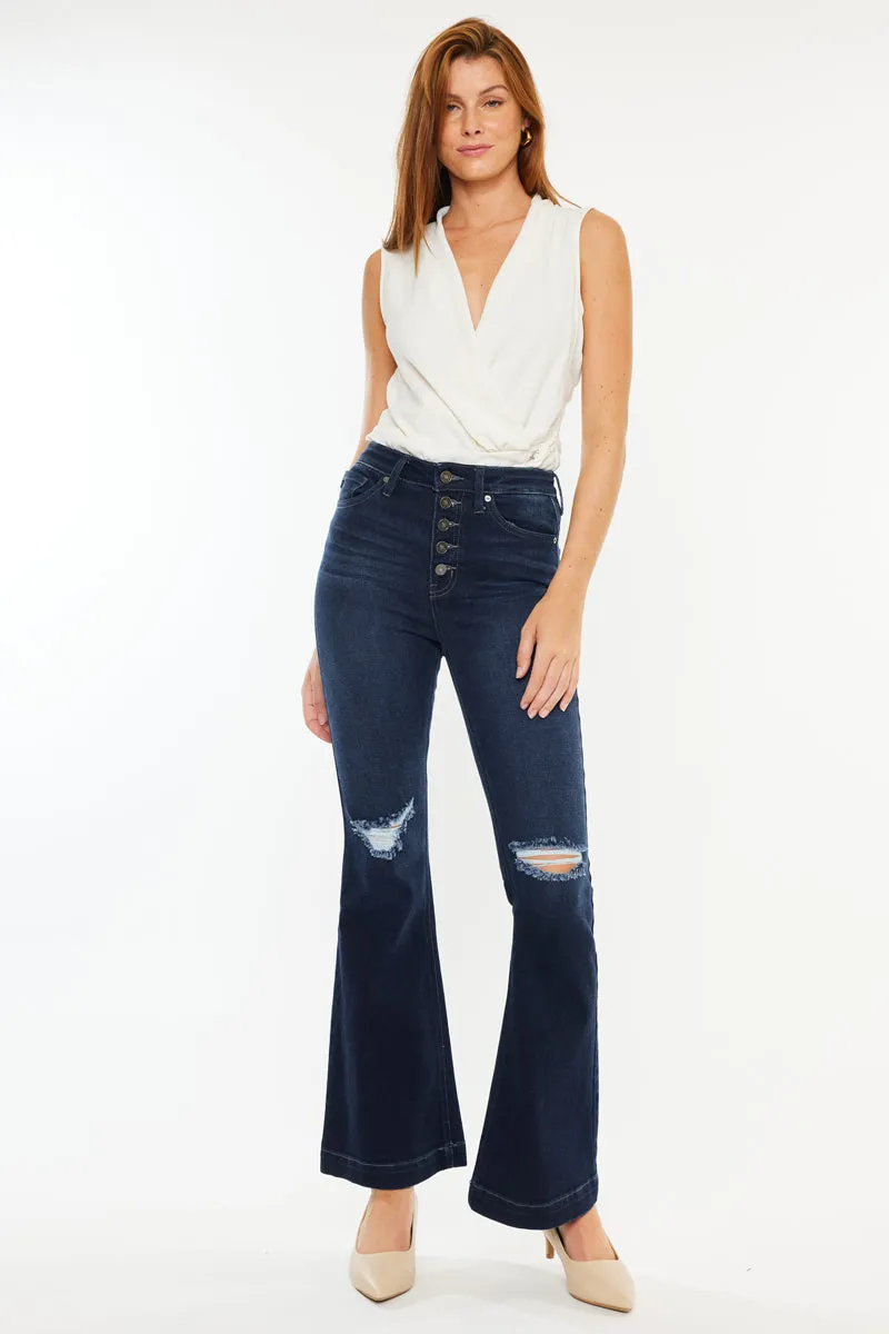 Kancan Ultra High Rise Flare Jeans (Petite)