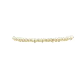 Karen Lazar  - 2 mm Yellow Gold Filled Bead Flex Bracelet with White Pearls Halfway