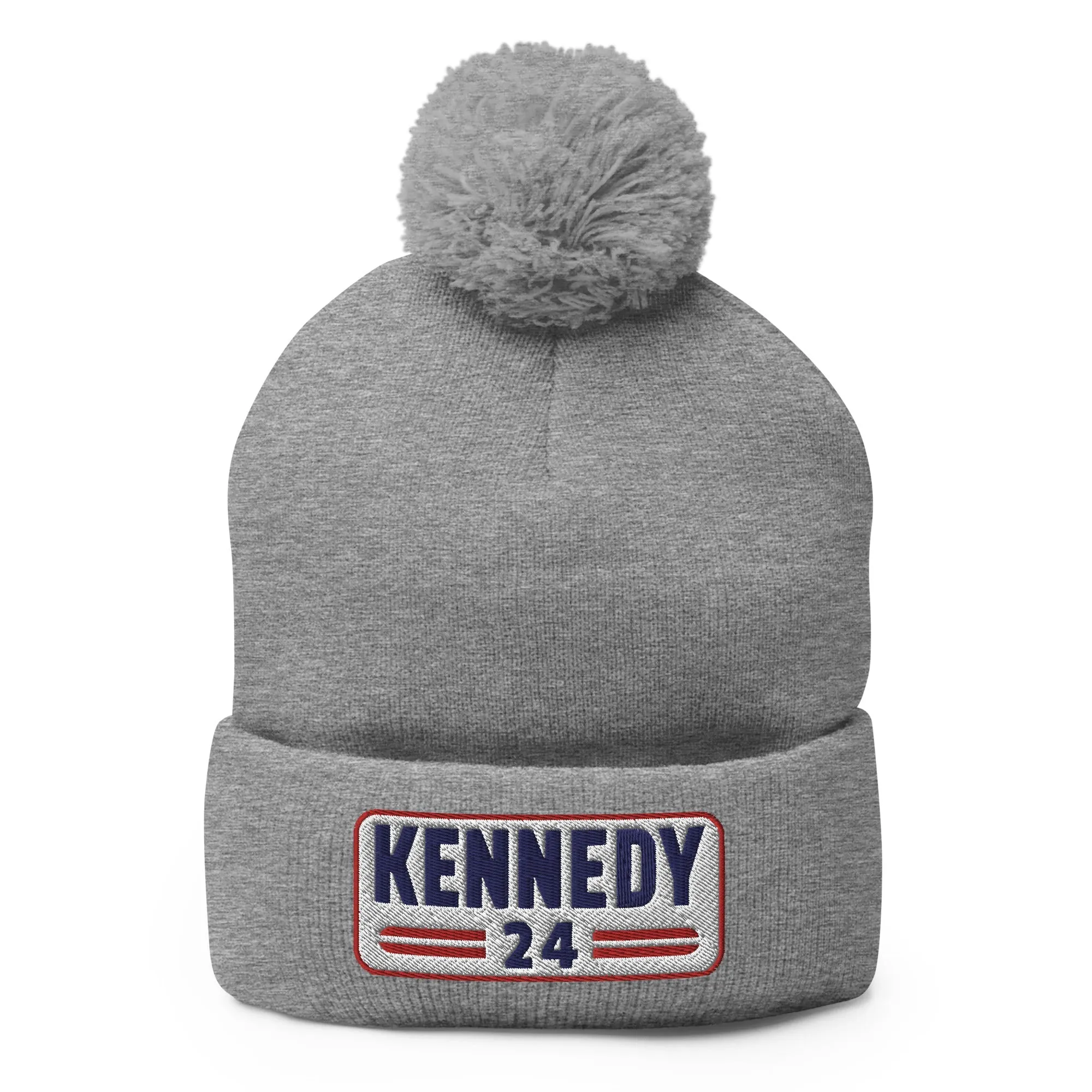 Kennedy Classic Embroidered Patch Pom-Pom Beanie