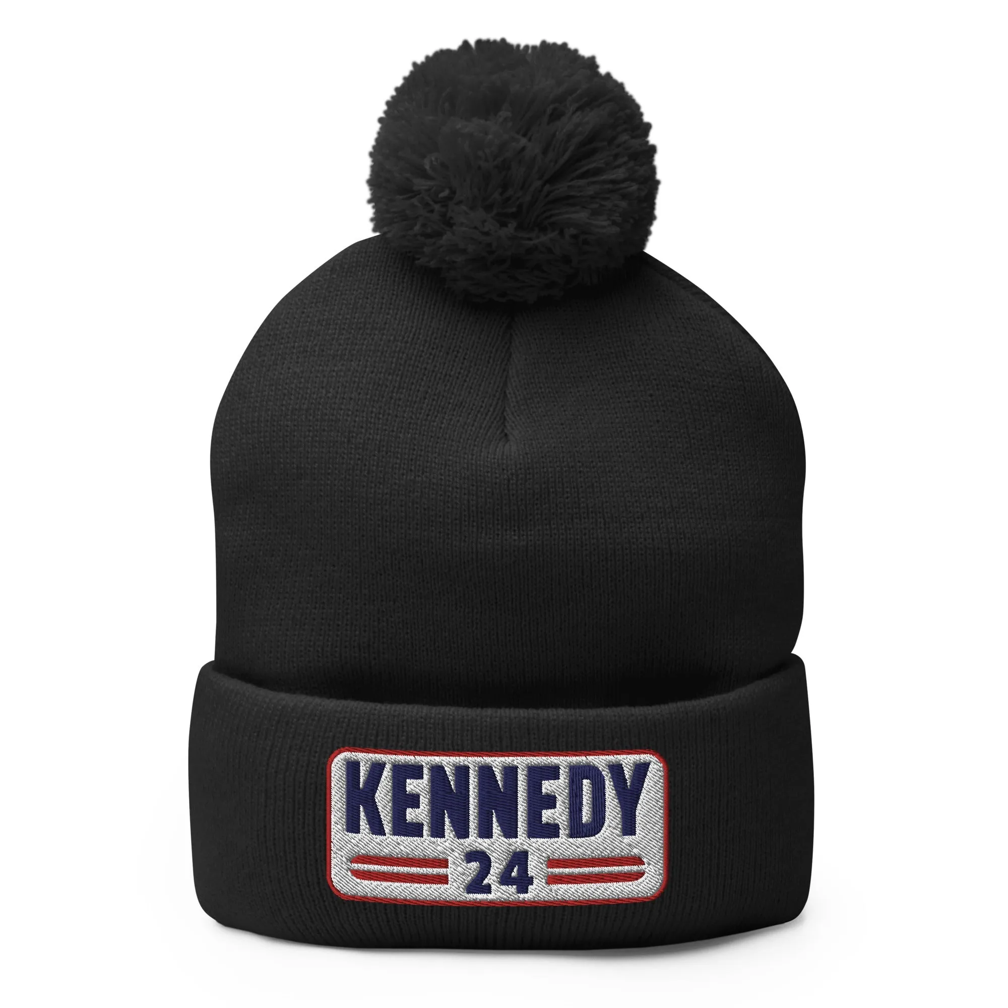 Kennedy Classic Embroidered Patch Pom-Pom Beanie