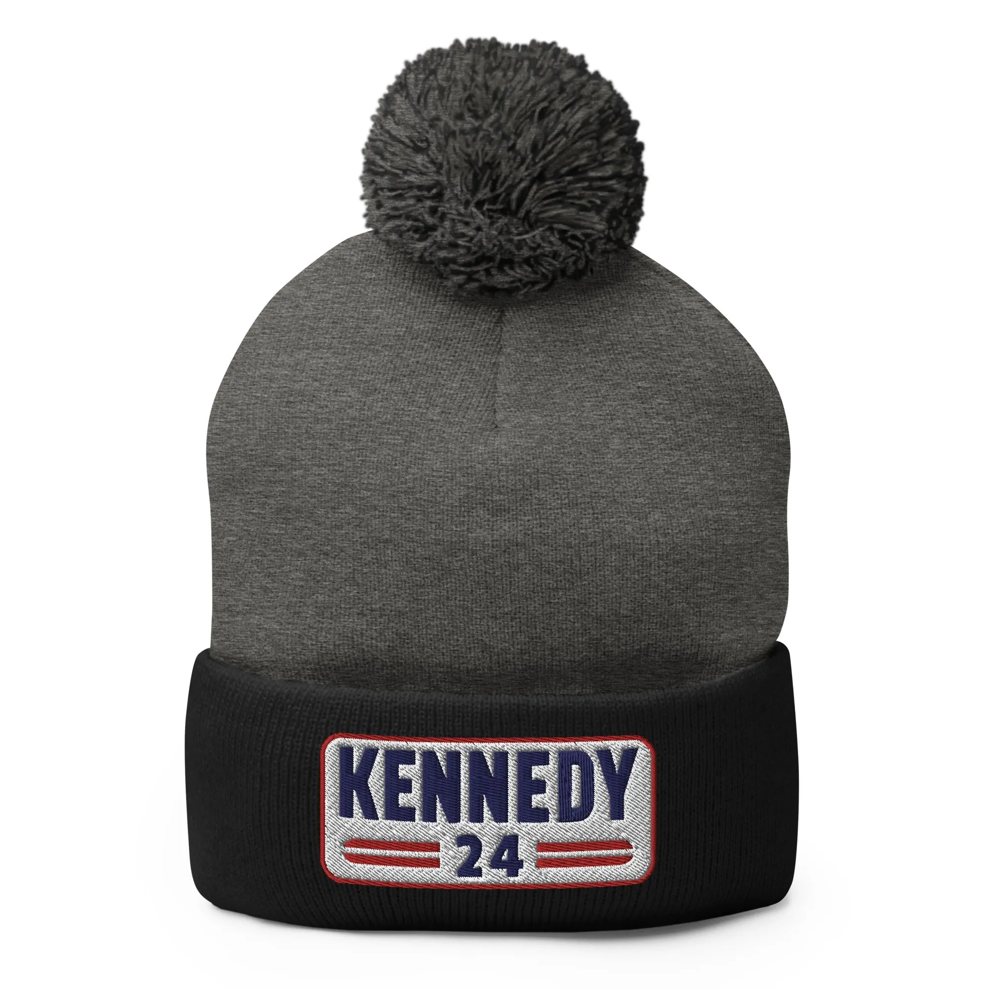 Kennedy Classic Embroidered Patch Pom-Pom Beanie