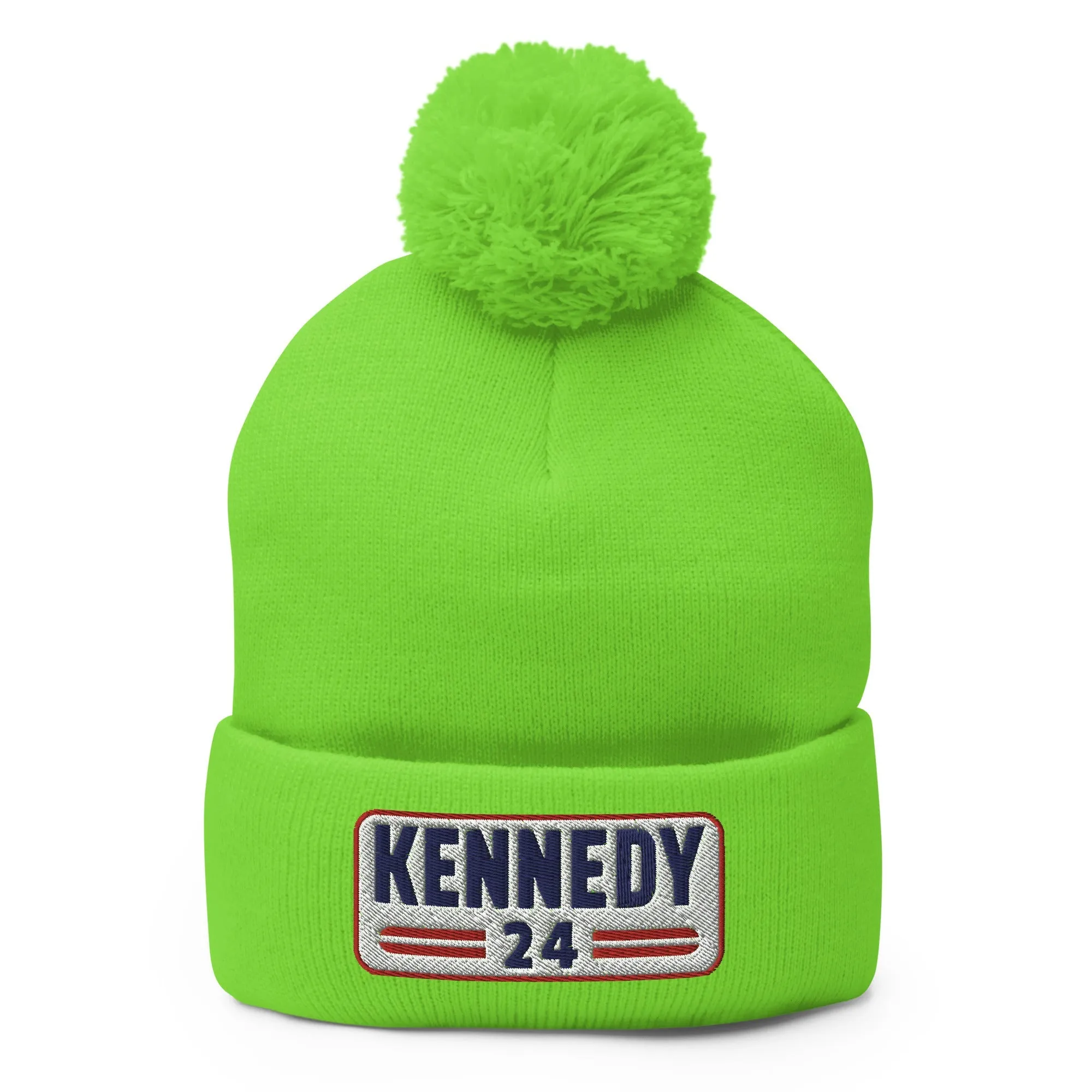 Kennedy Classic Embroidered Patch Pom-Pom Beanie