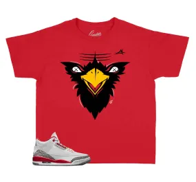 Kids - Retro 3 Cardinal Red Fly Face Shirt