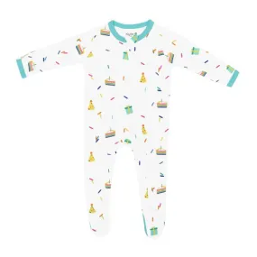 Kyte Baby Printed Zippered Footie in Cloud Party