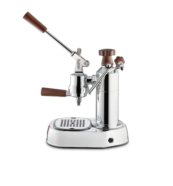 La Pavoni (US Version) Europiccola Lever Espresso Chrome w/ Wood 8 cup