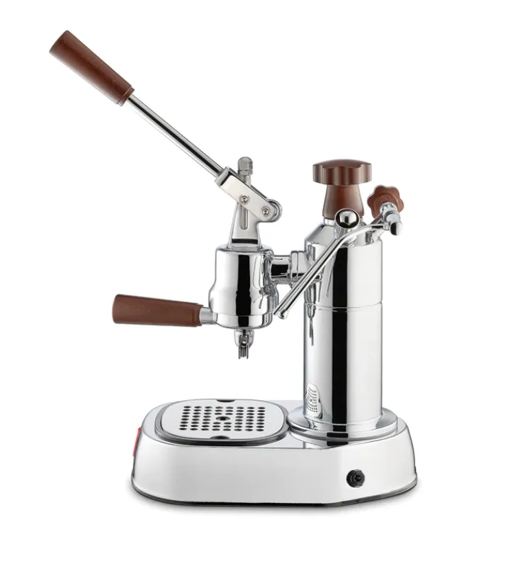 La Pavoni (US Version) Europiccola Lever Espresso Chrome w/ Wood 8 cup