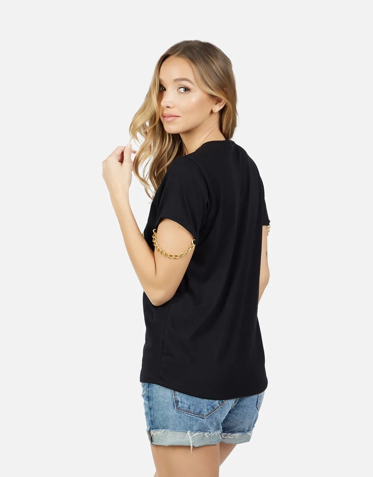 Lauren Moshi Shandi Foil Chain Peace T-Shirt