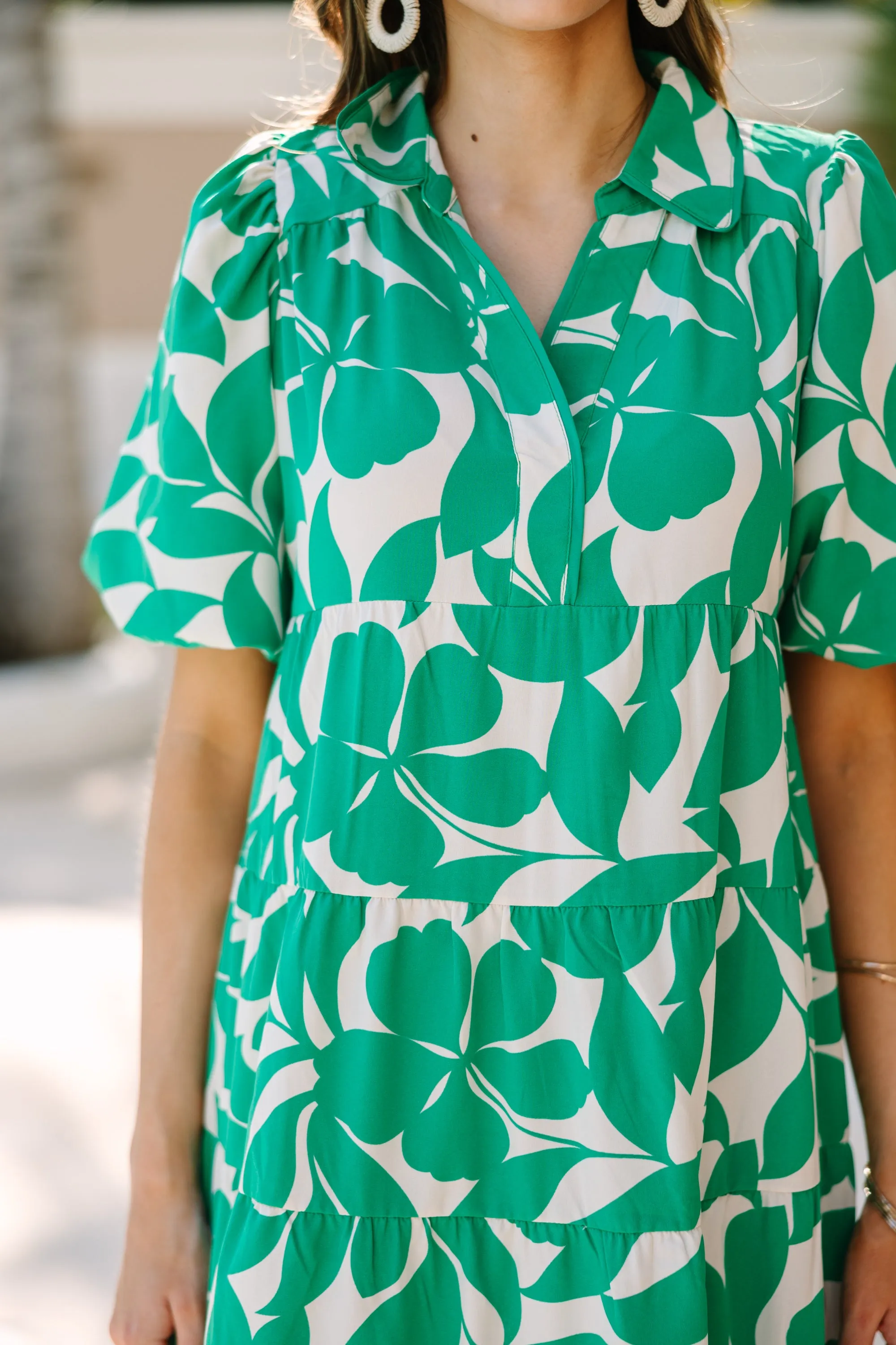 Listen To Your Heart Green Floral Midi Dress