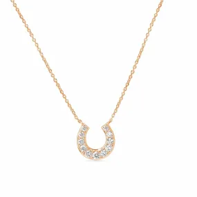 Lucky Diamond Pavé Horseshoe Pendant Necklace