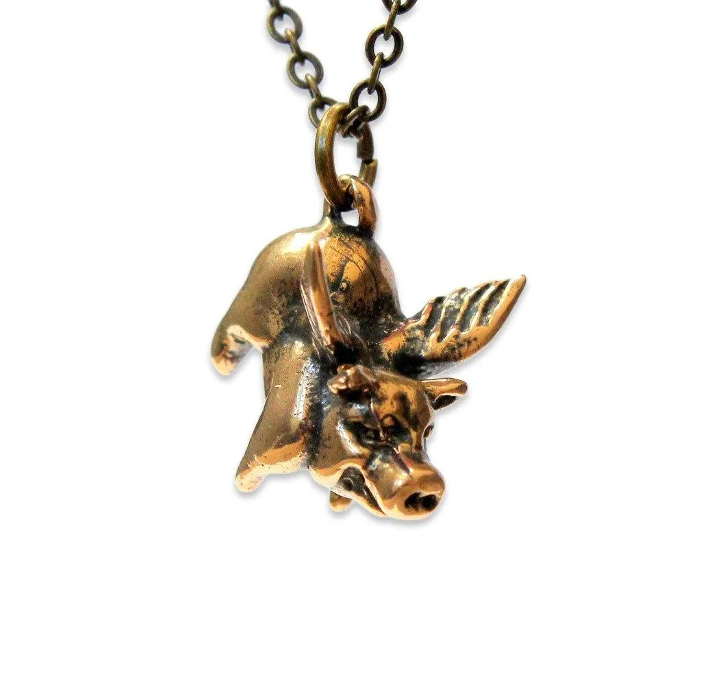 Lucky Flying Pig Pendant Necklace