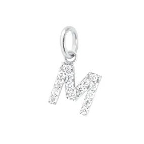 Lucky Letter M Diamond Pendant, White Gold