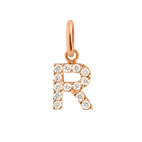 Lucky Letter R Diamond Pendant, Rose Gold