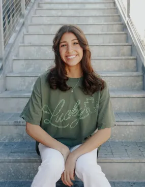 Lucky Military Green Thrifted Tee