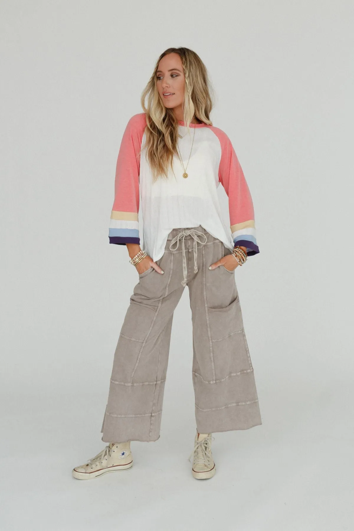 Lucky One Wide Leg Pant - Taupe