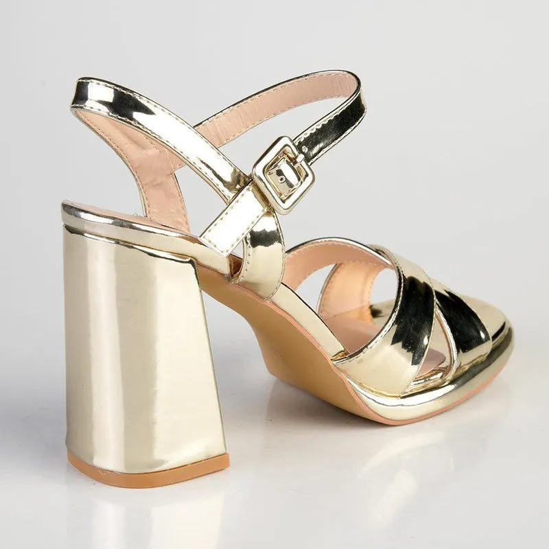 Madison Lessi 2 Block Heel Sandal - Light Gold