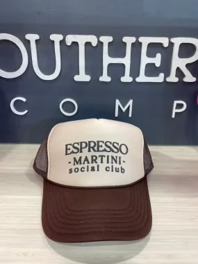 Market Live Preorder: Espresso Martini Social Club Tan/Brown Trucker Hat by Southern Bliss (Ships in 2-3 Weeks)