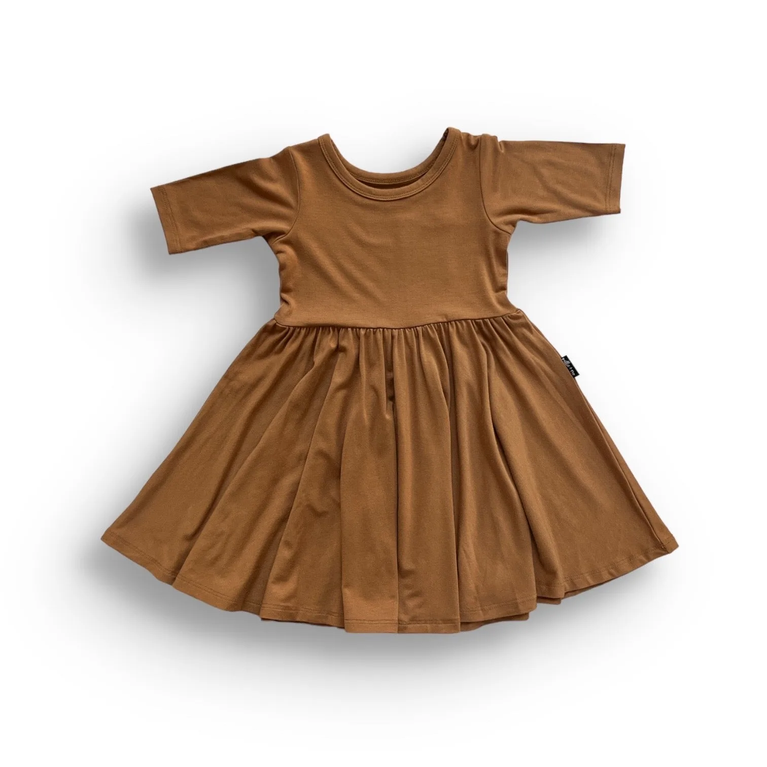 MID SLEEVE BAMBOO DRESS- Caramel