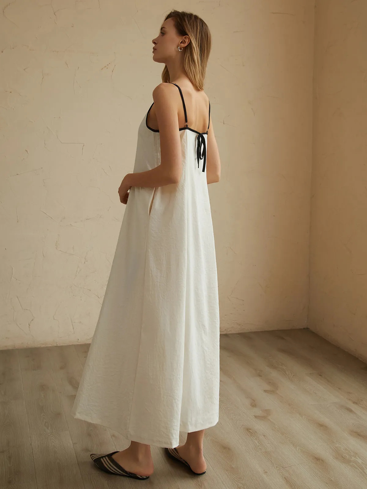 Minimalism Contrast Trim Long Dress