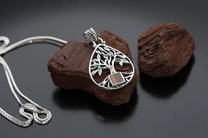 Nano Sim Old Bible Silver Pendant Tree of Life with Drop Frame