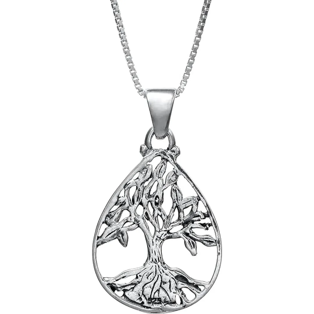 Nano Sim Old Bible Silver Pendant Tree of Life with Drop Frame