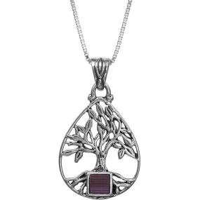 Nano Sim Old Bible Silver Pendant Tree of Life with Drop Frame