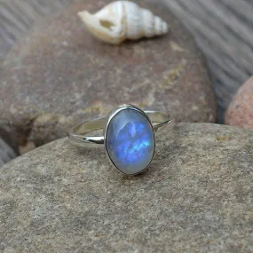 Natural Rainbow Moonstone Gemstone Ring, 925 Sterling Silver Handmade Gift Ring, Moonstone Jewelry, Nickel Free