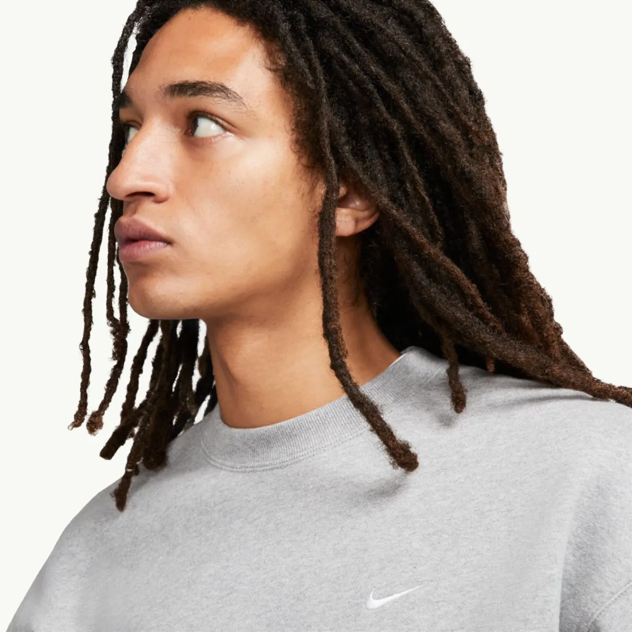 NRG Soloswoosh Fleece Crew - Dark Grey Heather/White