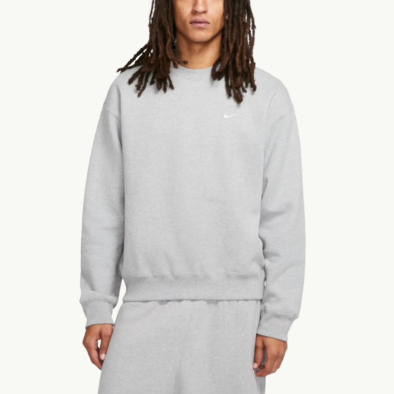 NRG Soloswoosh Fleece Crew - Dark Grey Heather/White