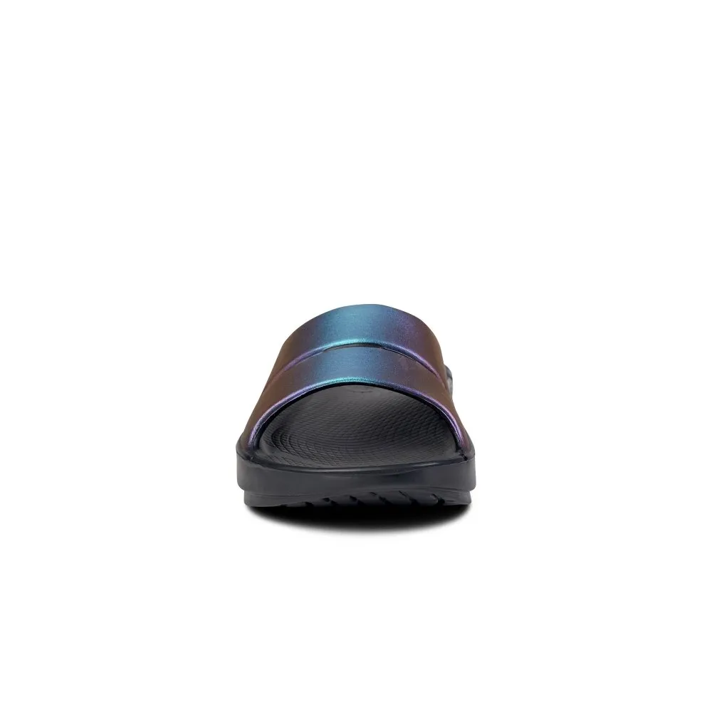 OOFOS Women's OOahh Luxe Recovery Slide Sandal - Midnight Spectre