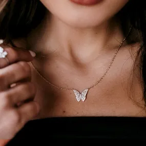 Pave Diamond Butterfly Necklace