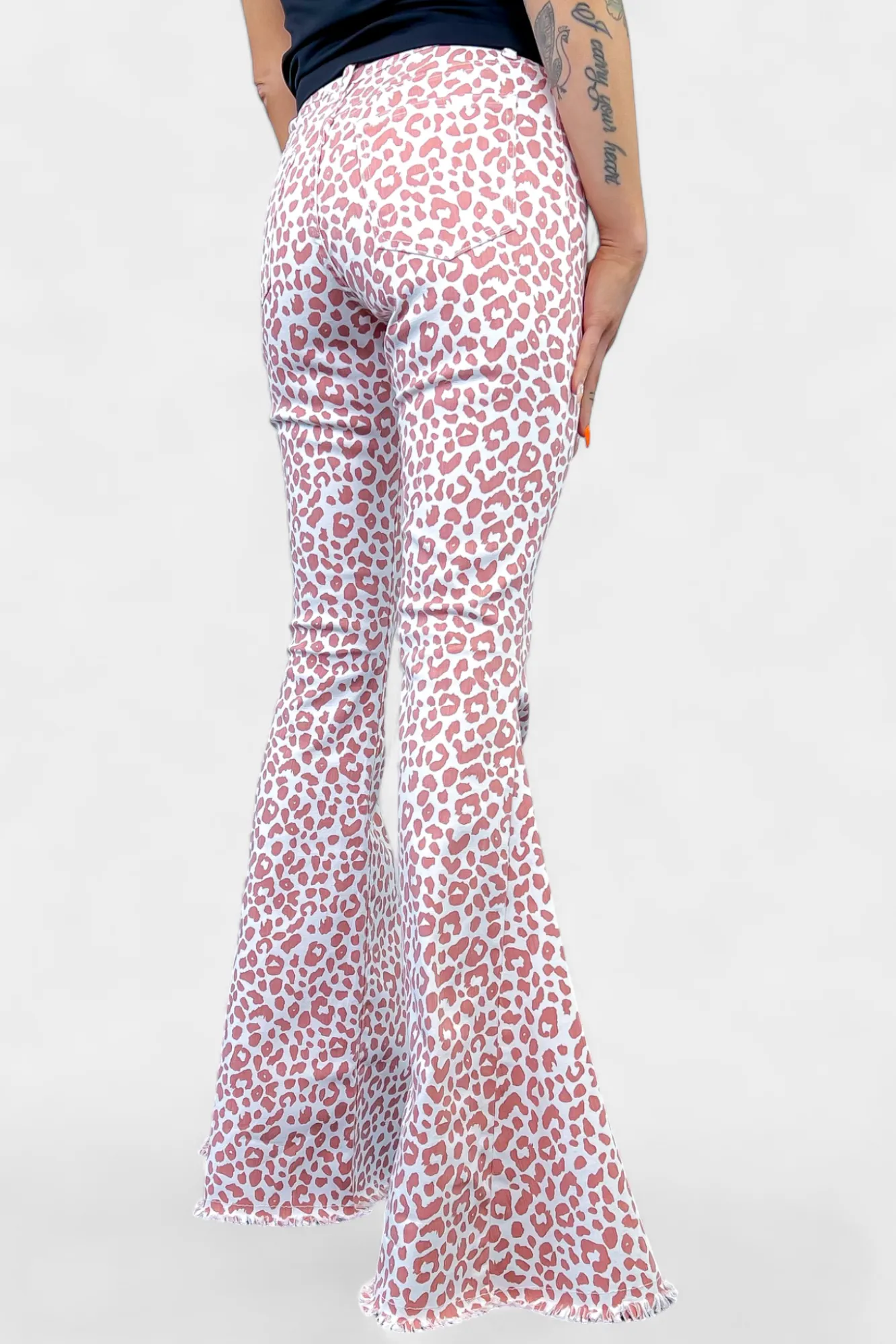 Pink Leopard Flared Jeans