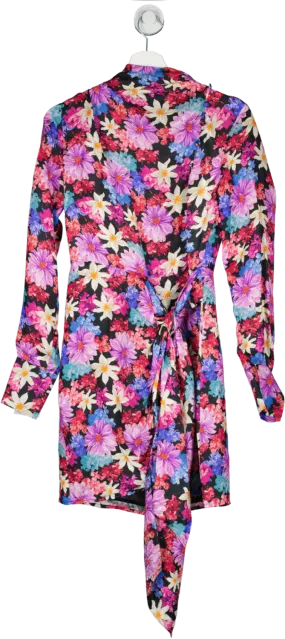 Pinko Multicoloured Floral Print Wrap Mini Dress UK 10