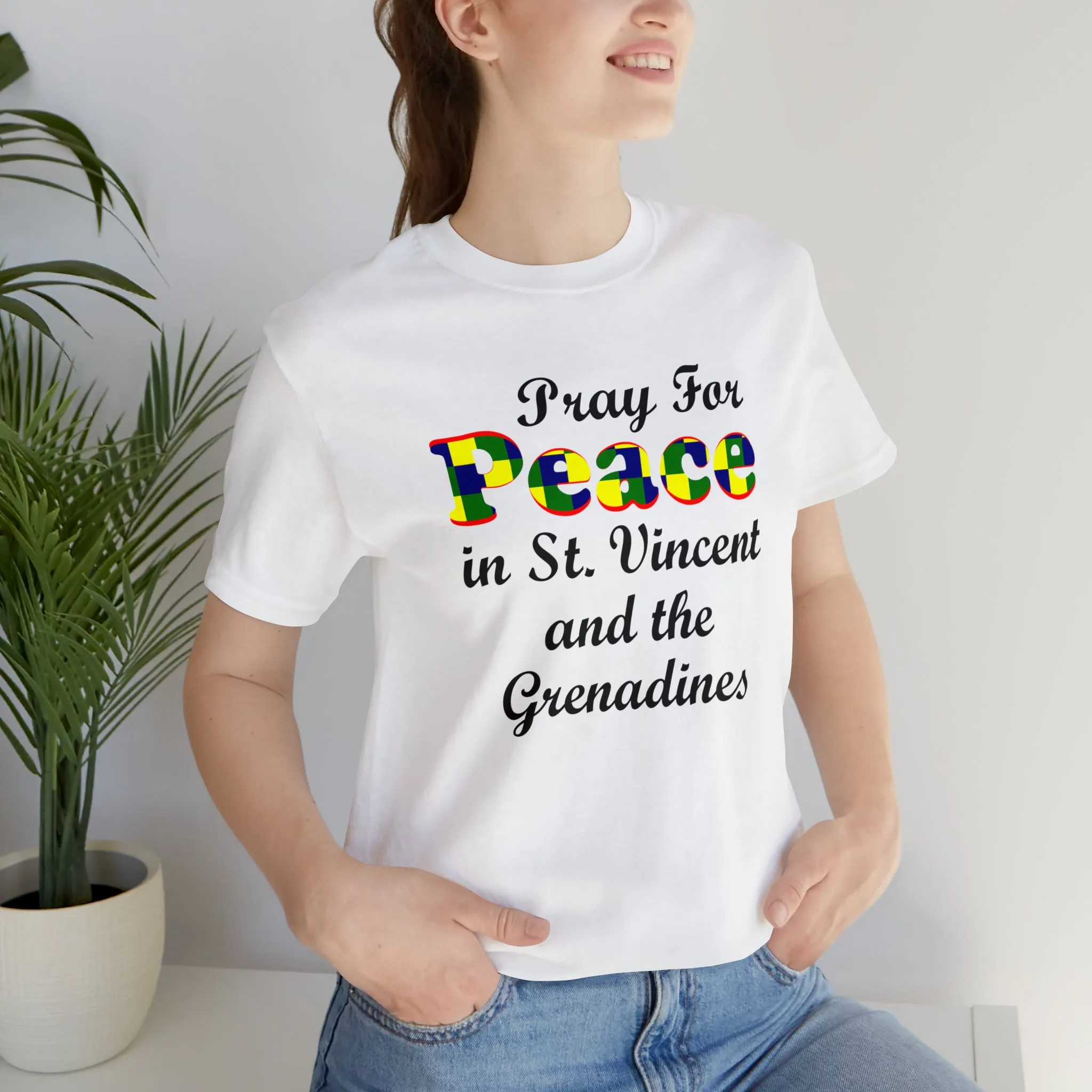 Pray For Peace in St. Vincent and the Grenadines Unisex Jersey Short Sleeve Tee