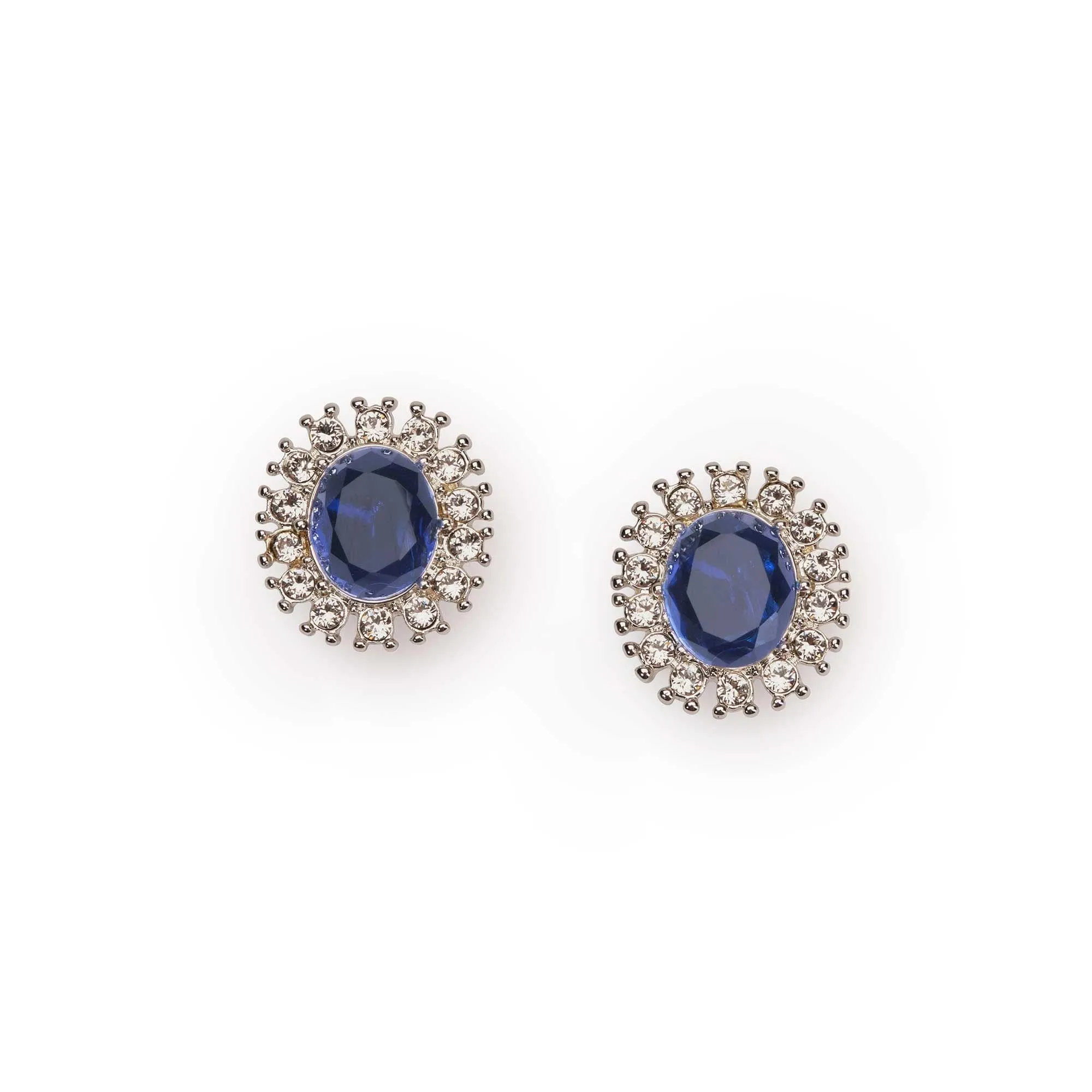 Princess Diana Inspired Earrings: Vintage Sapphire Crystal Stud Earrings