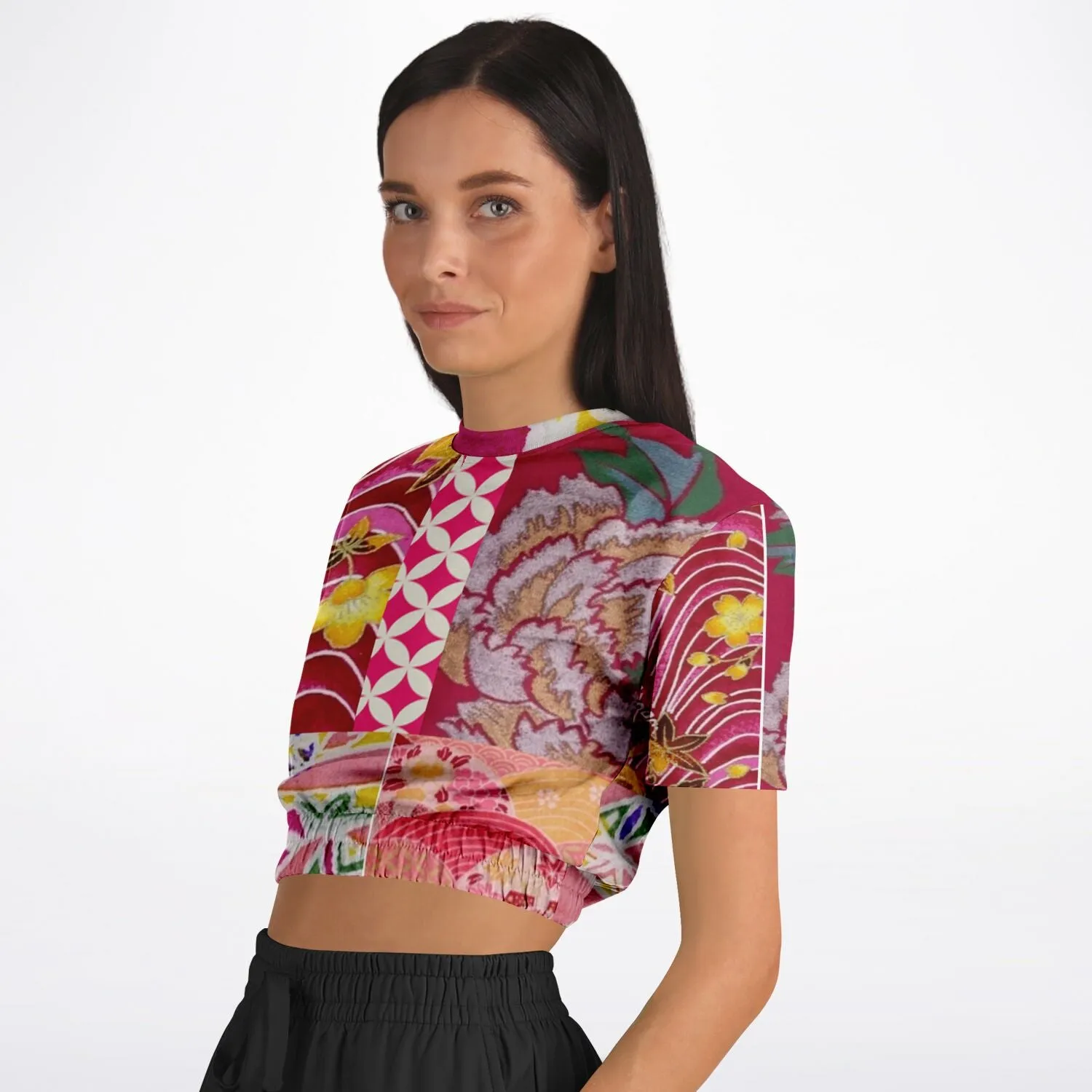 Queen Lili'uokalani Short Sleeve Cropped Eco-Poly Sweater