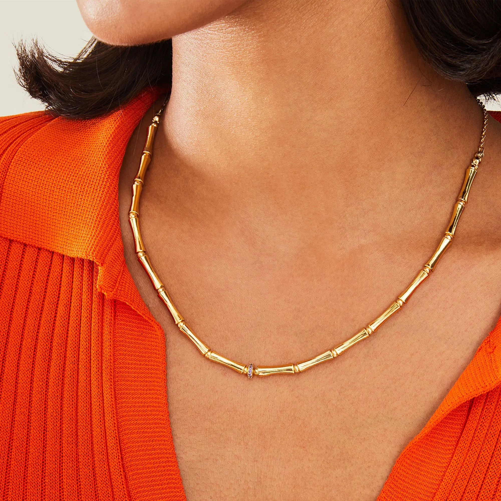 Real Gold-Plated Bamboo Necklace