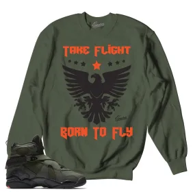 Retro 8 Take Flight Sweater - Born To Fly - Green