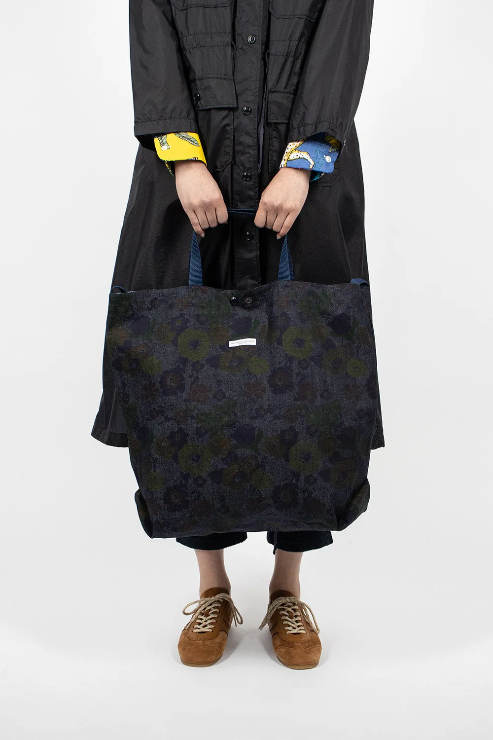 Reversible Denim Carry All Tote Indigo/Floral