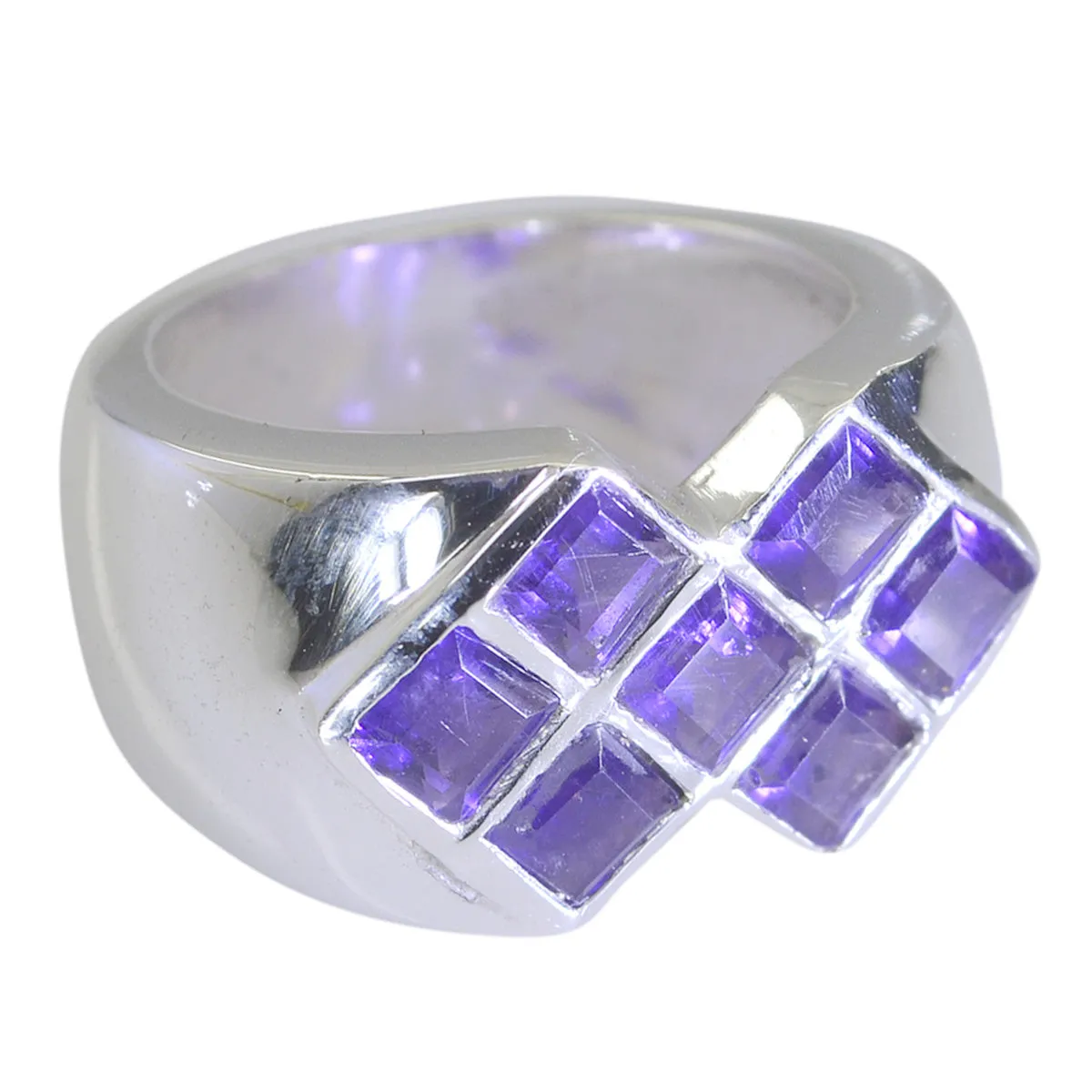 Riyo Aesthetic Gems Amethyst Silver Ring Designer Jewelry Brands