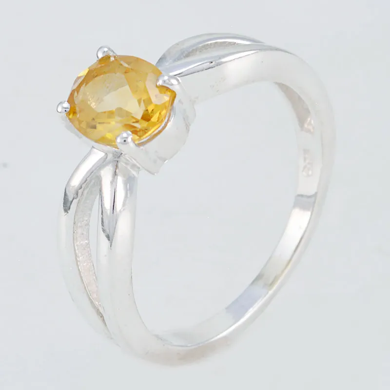 Riyo Cute Stone Citrine 925 Sterling Silver Ring Silverware Jewelry